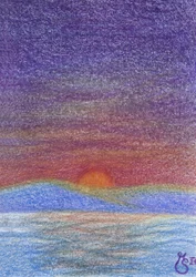 Coucher de soleil coloré sur les montagnes