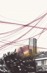 Horizon avec des lignes rouges