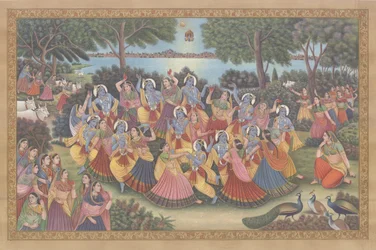 La danse divine de Krishna dans la forêt