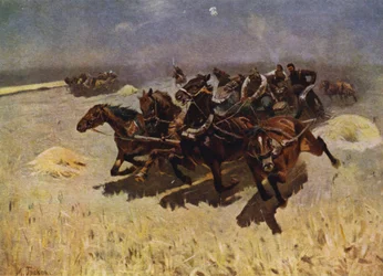 Tachanka (mitrailleuse montée sur une charrette tirée par des chevaux)