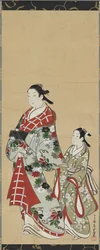 Yujo et son apprentie kamuro, période Edo
