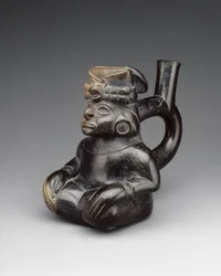 Bouteille en forme de figure assise, 2e-5e siècle