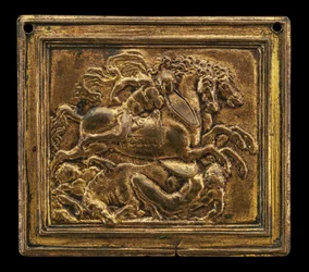 Scène de bataille, dans un cadre rectangulaire