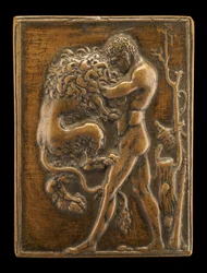 Hercule debout avec le lion de Némée