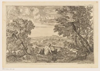 Paysage avec quatre hommes au repos