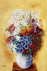 Bouquet de fleurs sur fond jaune ; Bouquet au Fleurs sur Fond jaune, vers 1934 (huile sur toile)