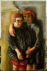 Deux enfants (huile sur toile)