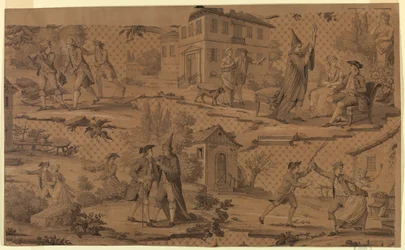 Carton pour impression sur coton : Scènes de "Le Médecin malgré lui" de Molière