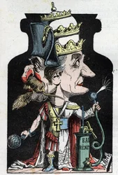 Allégorie du Concordat (signé entre Pie VII et Bonaparte) de 1801 représentée par Moloch comme un dispositif de compression avec Napoléon III et le Pape