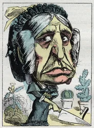 Allégorie de la "belle-mère" dans "Le Trombinoscope" par Touchatout, caricature de B. Moloch de 1882 (1849-1909). Collection privée.