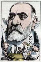 Caricature représentant le critique dramatique Francisque Sarcey (1827-1899)