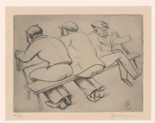 Trois hommes sur un banc