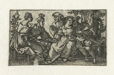 Deux couples amoureux avec un bouffon