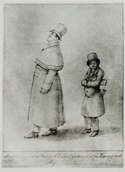 Johann Michael Vogl et Franz Schubert marchant vers la bataille et la victoire ... (gravure)