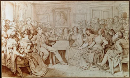 Le compositeur Franz Schubert accompagne le ténor Johann Michael Vogl lors d
