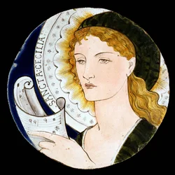 Carreau Morris and Company représentant Sainte Cécile, conçu par Edward Burne-Jones (1833-98), peint par Kate Faulkner, c.1865