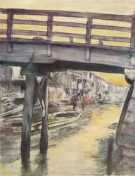 Un canal à Osaka, vers 1887