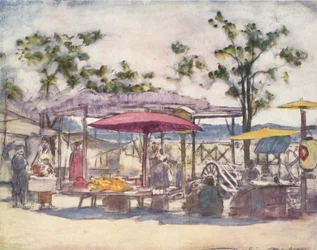 Le Parapluie écarlate, vers 1887
