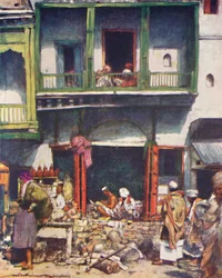 Un bazar animé à Delhi, 1905