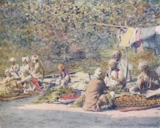 Un marché de légumes, Peshawur, 1905