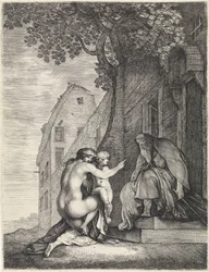 Femme nue et enfant près d