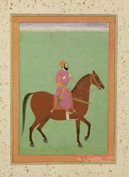 Un amir moghol à cheval, vers 1670-80, du Grand Album Clive
