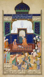 Derviches dansant au son de la musique devant leur cheikh et un disciple, de Khamsah du prince Khusrau, Matla al-Anvar, 1485 (890 Hijra)