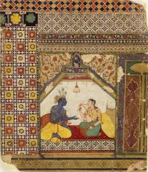 Rama essayant de justifier à Sita sa répudiation, vers 1595