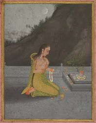 Scène nocturne de Shiva Puja, c. 1760-70