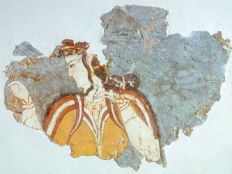 Dame de cour, fresque du Palais de Mycènes, Grèce, civilisation mycénienne