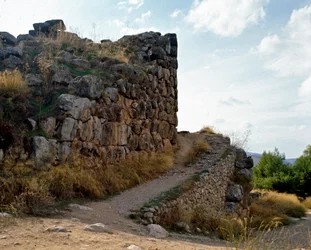 Art mycénien : accès à la citadelle mycénienne, ville de Tirynthe, vers 1200 av. J.-C. Grèce
