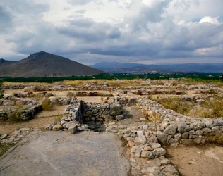 Art mycénien : bains de la citadelle mycénienne, ville de Tirynthe, vers 1200 av. J.-C. Grèce