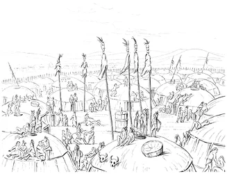 Village Mandan, Haut Missouri, Amérique, 1841