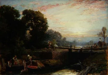 Écluse au coucher du soleil