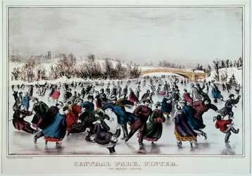 Patinage à Central Park, New York (impression couleur)