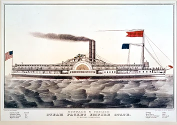Le bateau à vapeur Empire State, reliant Buffalo et Chicago ... (épreuve coloriée)
