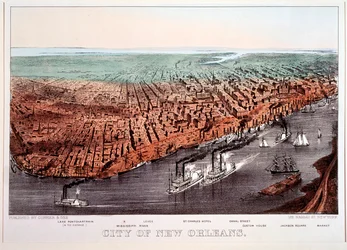 Vue de la Nouvelle-Orléans. Épreuve en couleurs (épreuve en couleurs)