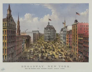 Broadway, New York depuis le bâtiment Western Union Telegraph regardant vers le nord