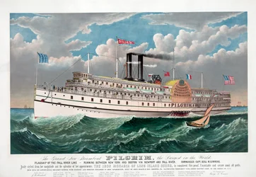 Le grand nouveau bateau à vapeur Pilgrim, c.1883 (lithographie en couleur)