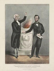 Washington et Lincoln. Le père et le sauveur de notre pays, vers 1865