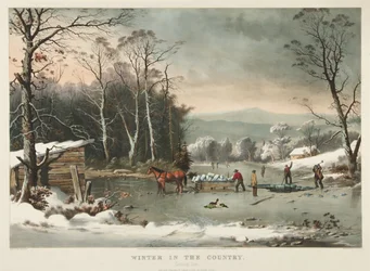 Hiver à la campagne, récolte de glace