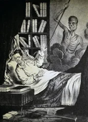 Illustration de Currier & Ives du 19ème siècle. Le mauvais homme à l