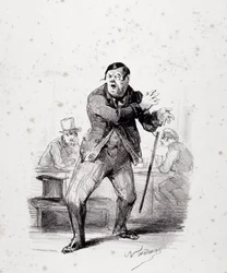 Comédiens sur scène. Planche insérée dans l