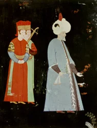 Le sultan Soliman le Magnifique (1494-1566) avec deux dignitaires