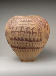 Jar en Terre Cuite Décoré avec des Animaux