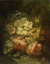 Nature morte aux roses blanches et rouges