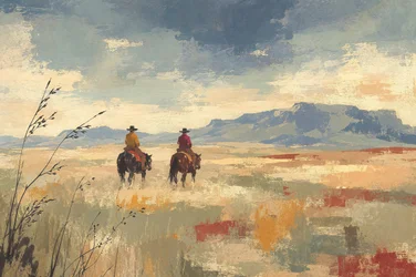 Des cow-boys à travers les vastes plaines