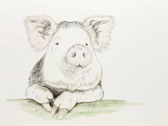 Un cochon mignon peint à l