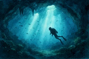 Plongeur en grotte Deep Blue