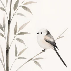 Oiseau gracieux sur un bambou